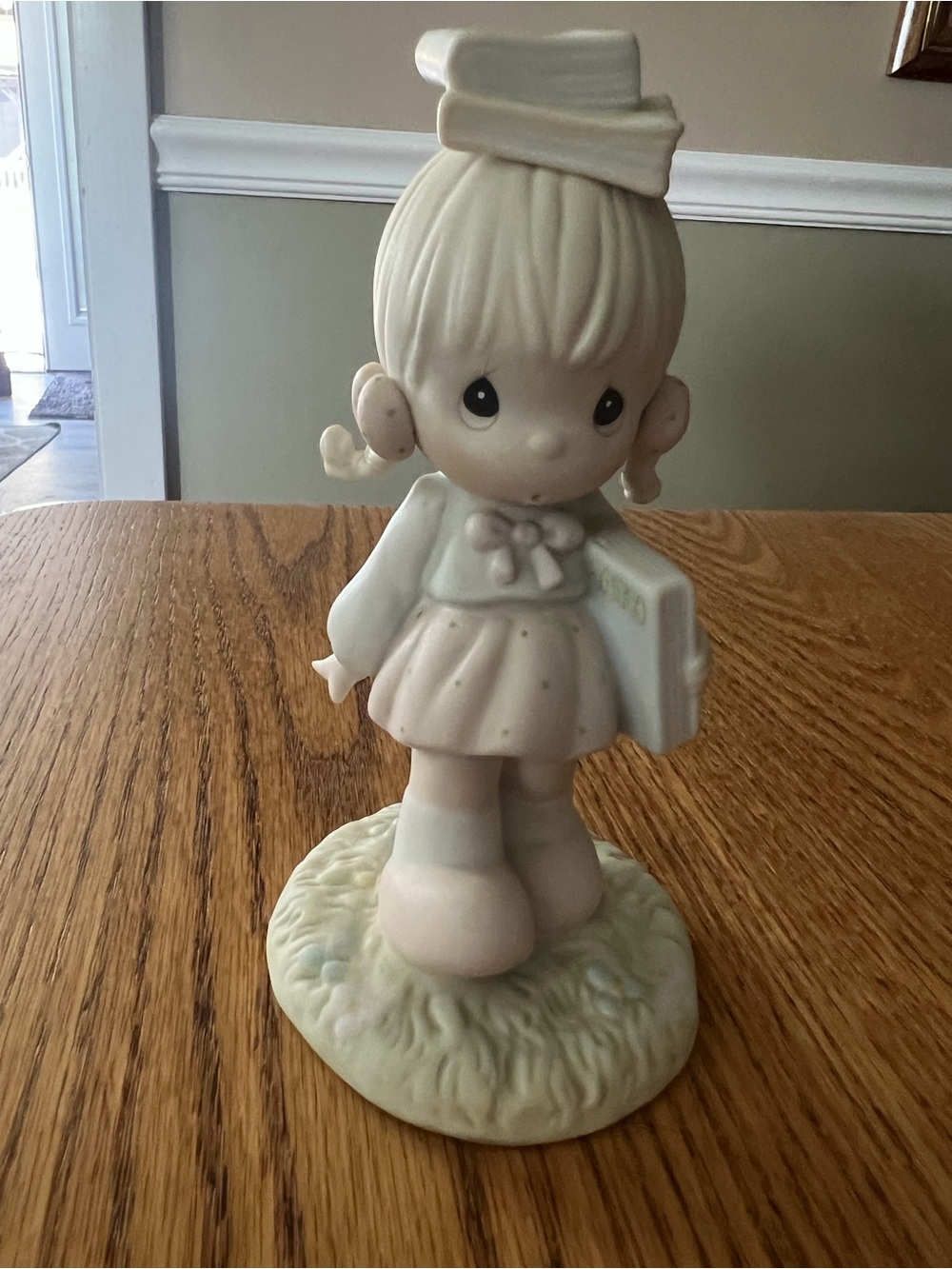 Precious Moments Cream and Pale Green Girl Figurine